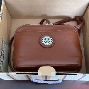 Brighton Chestnut Crossbody Bag with Silver Accent